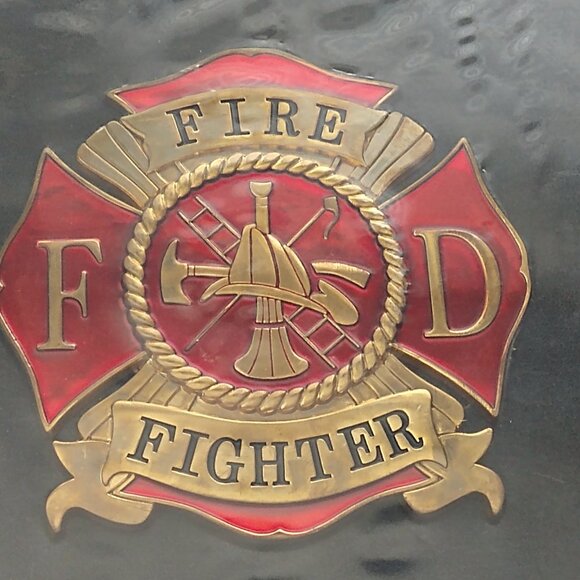 Firefighter Scrapbook Photo Album K&Company Leather Fireman Die Cast Medal Badge - Picture 2 of 4